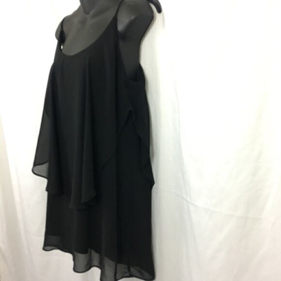 Ragged Glam Works Black Sleeveless Chiffon Dress Size Small - Picture 3 of 7